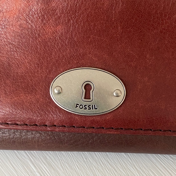 Fossil Brown Leather Wallet Teal Giraffe Detail Bohemian w Fossil Dust Bag - Picture 8 of 15